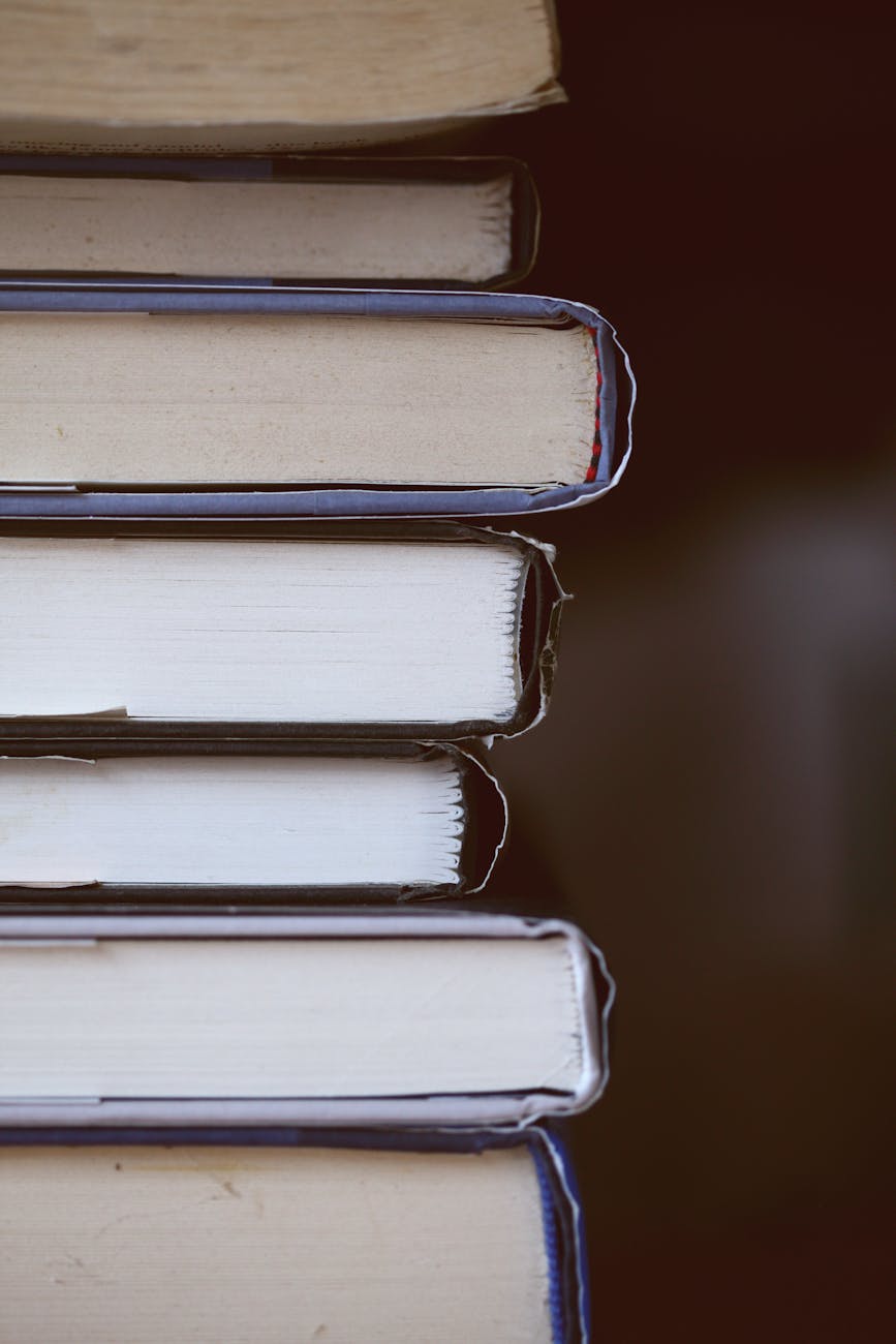 close up shot of a stack of books