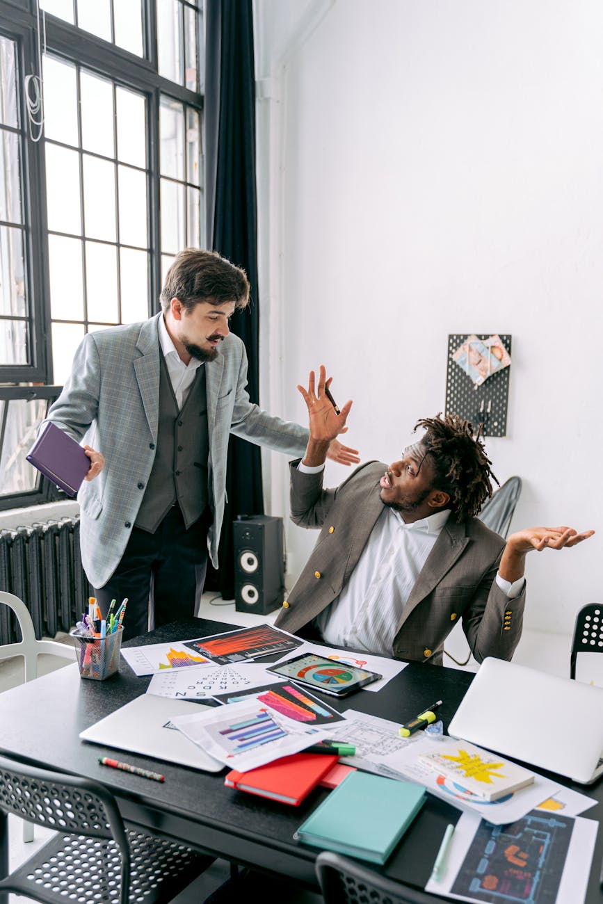 two man disagreeing in an office