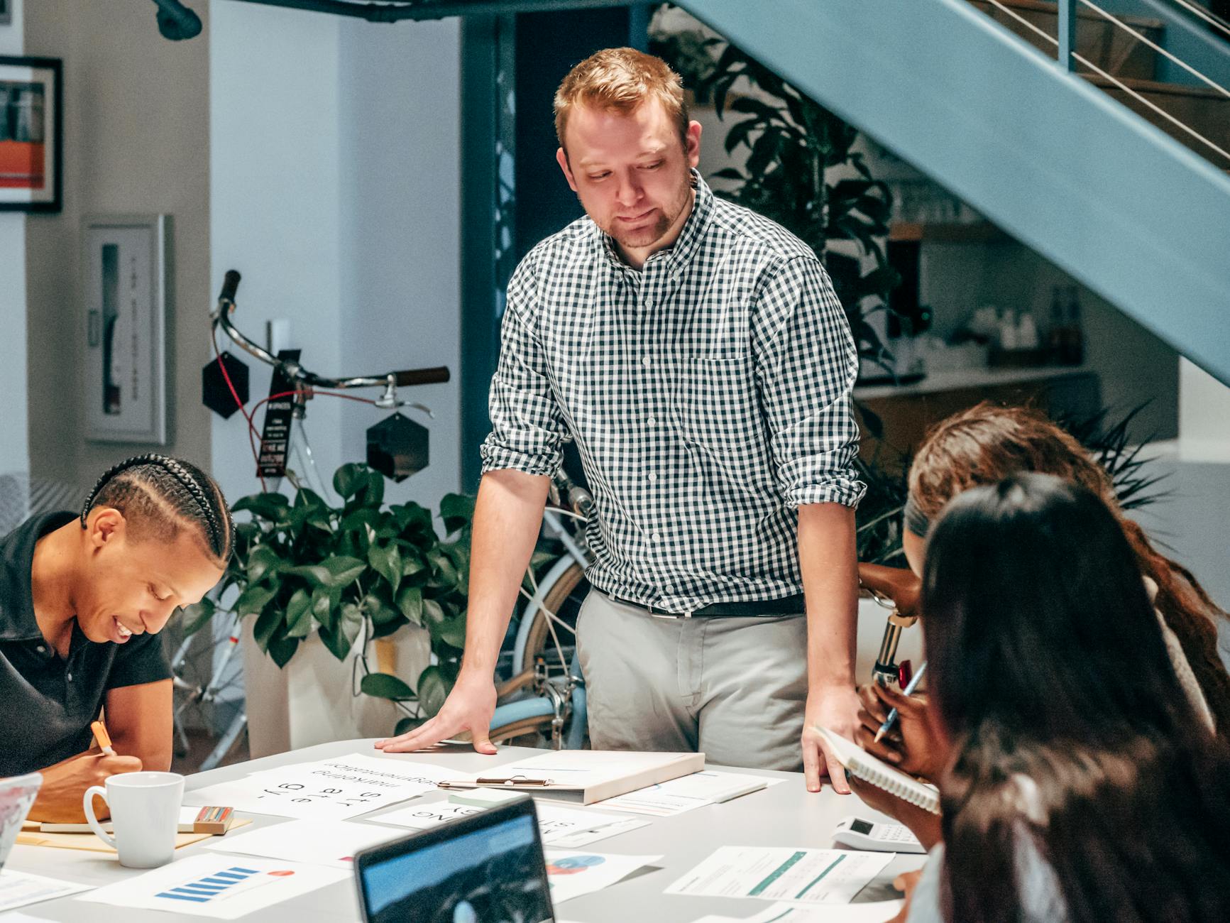 a team in a meeting