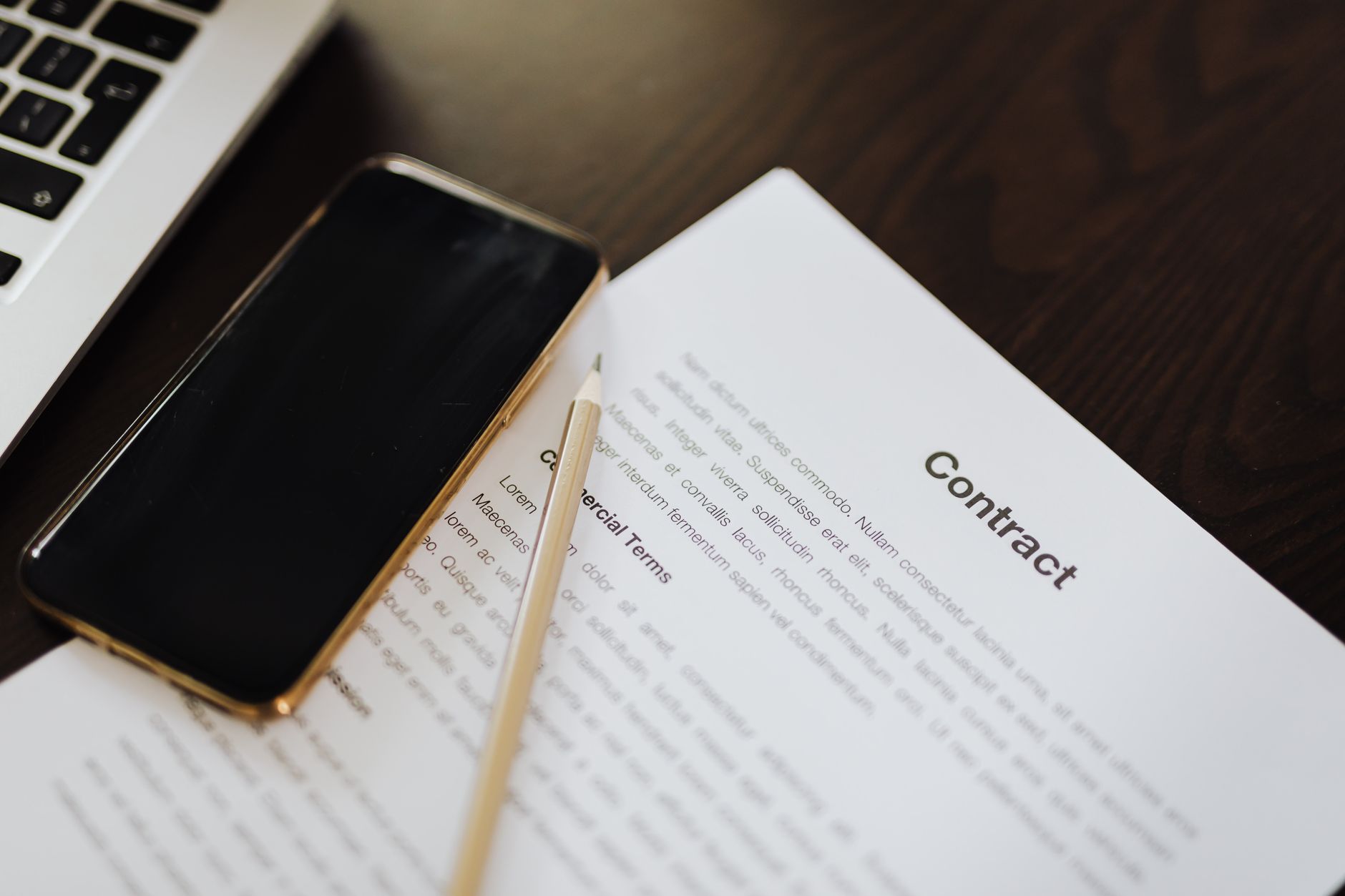 contract document in close up