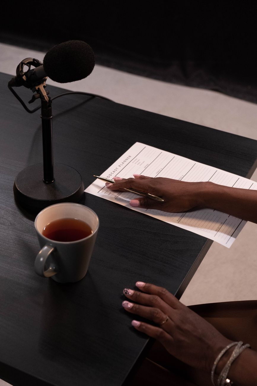 a microphone on the table