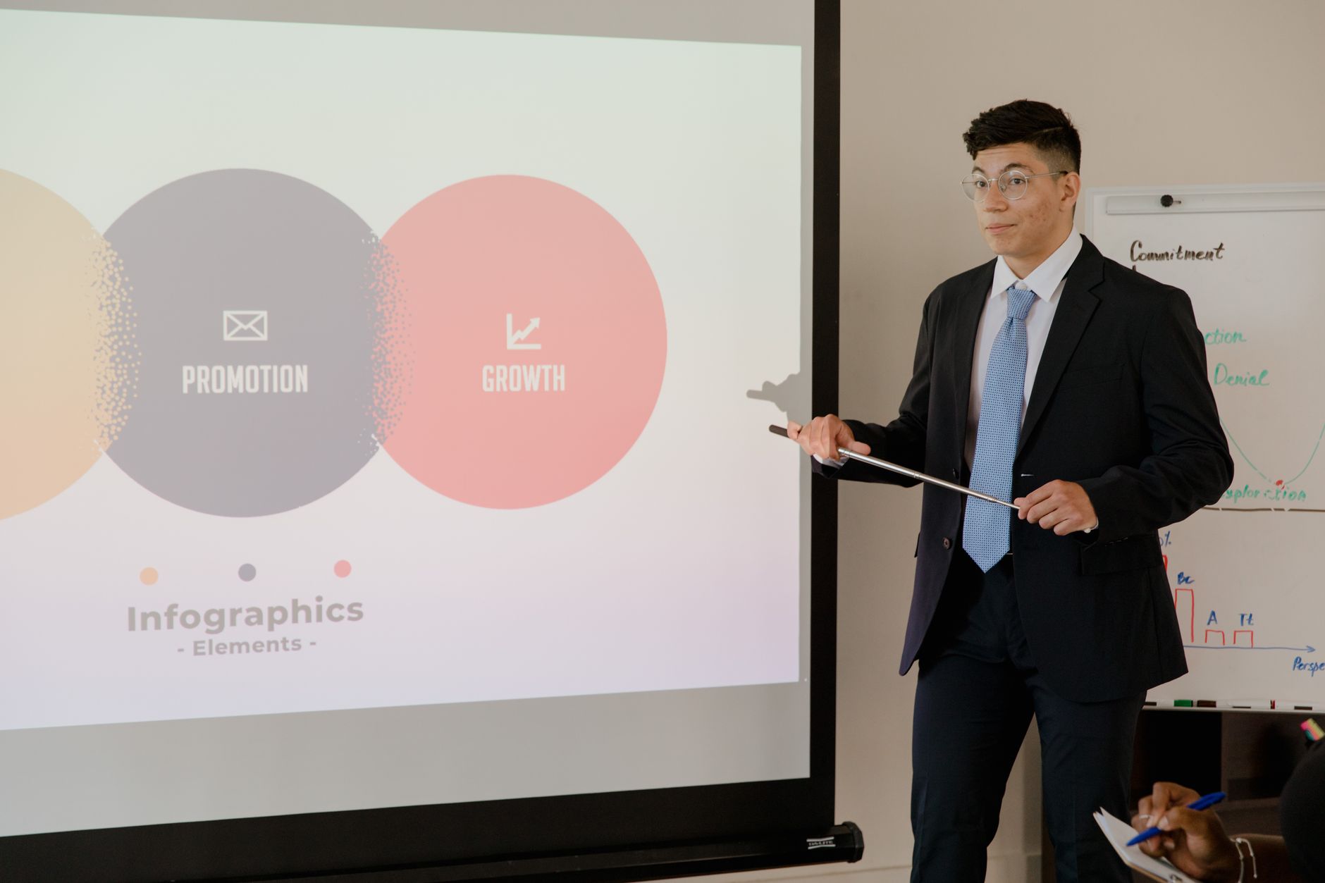 man presenting in a meeting